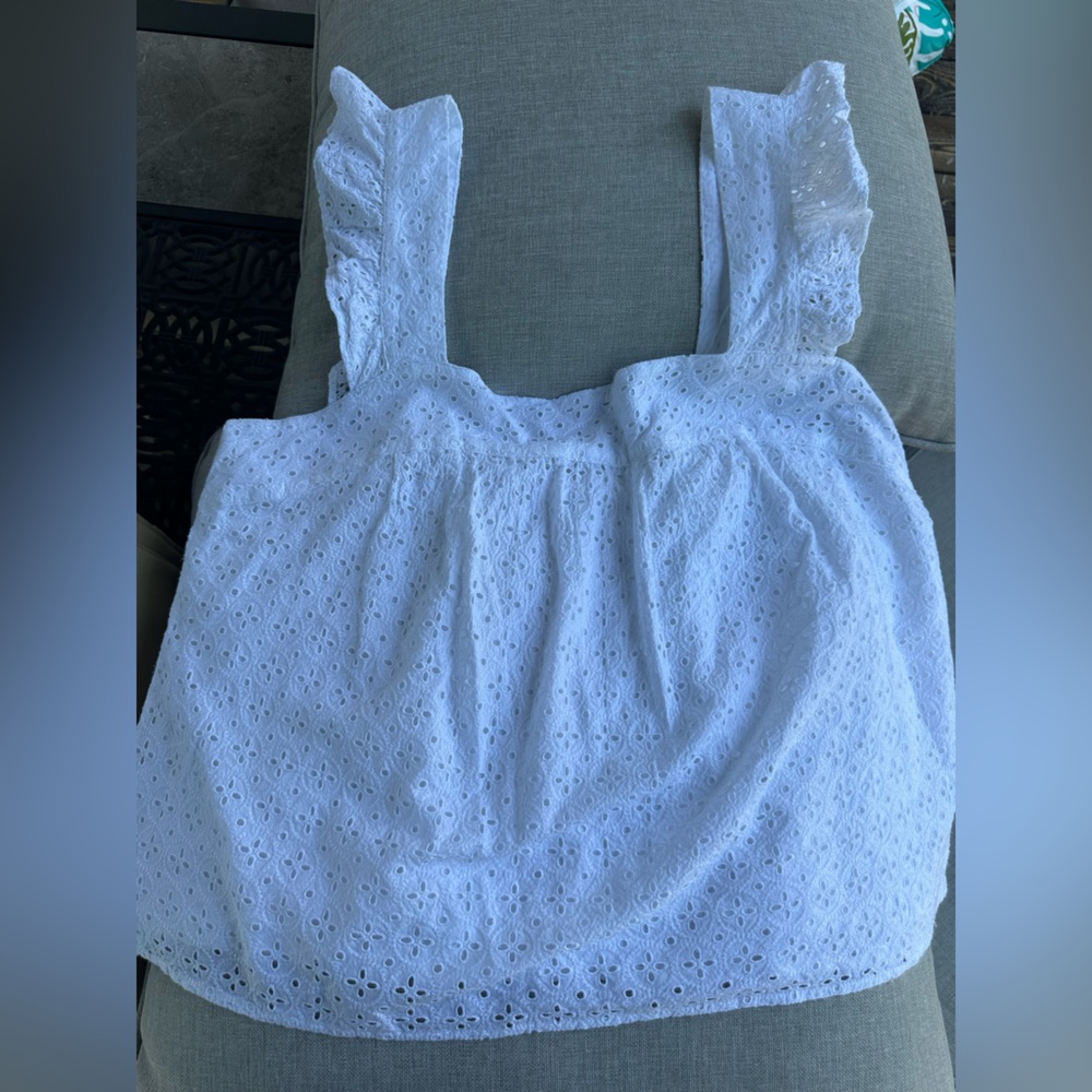White Eyelet Women's Squareneck Top